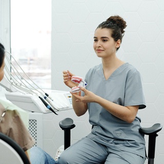 Patient at routine dental appointment