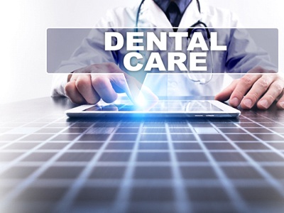 The words dental care on digital screen