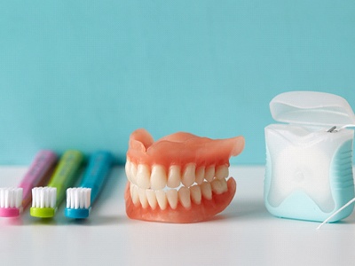 Oral hygiene products on table