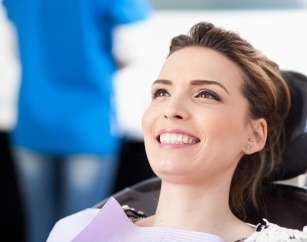 Smiling woman in dental chair