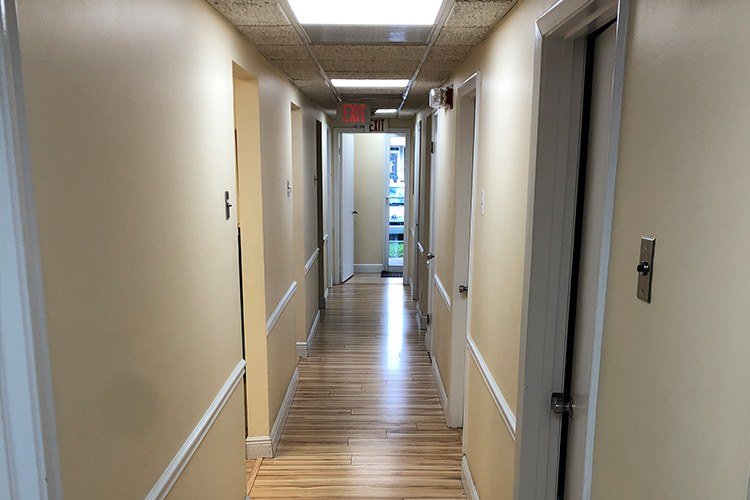Hallway to dental exam room